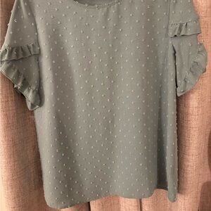 Elegant Green Ruffle Sleeve Top